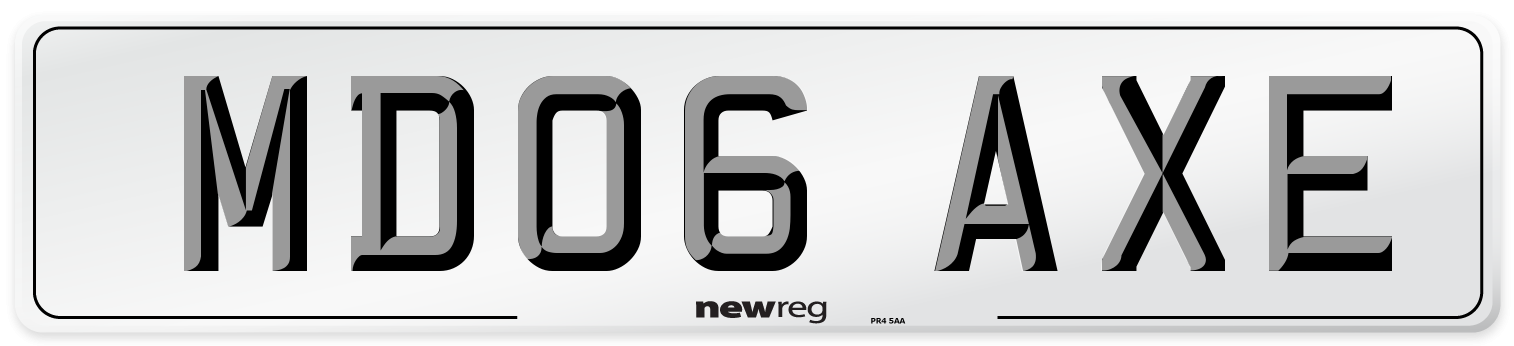 MD06 AXE Number Plate from New Reg